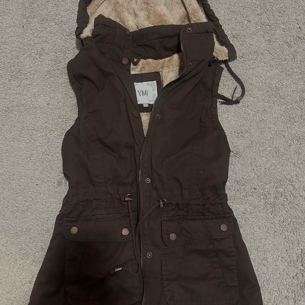 YMI Brown Hooded Vest